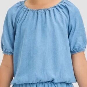 Cat & Jack Light Blue Chambray Tiered Girls' Top